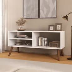 QUEIMA DE ESTOQUE - Rack para tv até 40" sem painel sala com pés retro 2 Divisórias