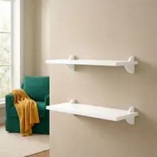 Kit 2 Prateleira Branca 50X20 + Suporte Organizadora Decoração Cozinha Banheiro Sala