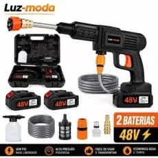 Lavadora de Alta Pressão Sem Fio 48V 2 Baterias Recarregáveis Kit Completo Luz-moda