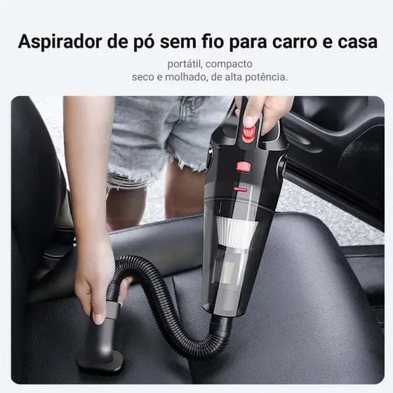 Aspirador automotivo Portátil 3 em 1 Motor 32000 RPM Bivolt 100-240V, Para Carro e Casa 120W