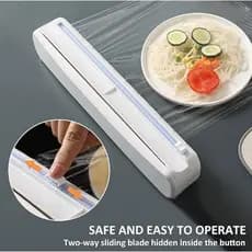 Dispensador de Filme Aderente Suporte Magnético Cortador Deslizante para Cozinha