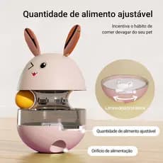 Brinquedo Interativo para Gatos Coelho Tumbler, Dispenser de Petiscos com Vara de Brincar