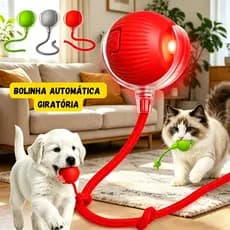 Brinquedo Bola Automática LED para Gatos - 4 Modos, Cauda de Tecido, Recarregável USB