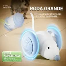 Brinquedo Interativo Gato Rato Automático Inteligente, Evita Obstáculos, Livre de Mãos