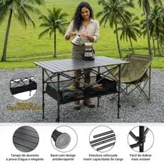 Mesa dobrável portátil para exterior com altura regulável ,  ideal para camping ,  praia e jardim , Suporta até 120 kg
