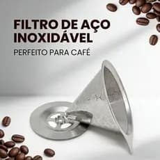 Coador de Café Inox Reutilizável com Suporte Removível - Filtro Permanente