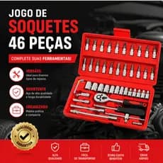 46 Peças Jogo Completo de Chave Catraca Reversível, Soquetes e Acessórios com Maleta de Armazenamento