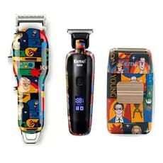 Combo PRO Original Kemei Maquina de Cortar Cabelo KM-MAX-2092 Acabamento KM-MAX-5090 Shaver KM-1102H