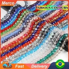 🔥BR Vendedor local🔥 Kit 10 Fios de Cristal 6mm Flat Facetado Artesanato Aprox. 90 Contas 64 Cores Premium DIY pulseira