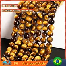🔥BR Vendedor local🔥Fio de Pedra olho de Tigre 4mm/6mm/8mm/10mm - 40cm P/ Artesanato Nobre e luxuoso