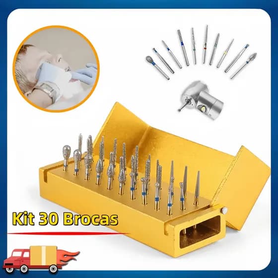 🔥BR Vendedor local🔥Kit Broqueiro com 30 Brocas  diamantadas de uso profissional, consultório odontológico