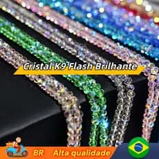 Kit 1-10 Fio de Cristal Zircônia 4/6/8mm  Miçangas de Cristal Brilhantes 12Cores Para Artesanato e Decoração - K9 Flash
