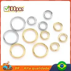100pcs Argolas Abertas para Bijuterias 4/6/8/10mm- Alta Qualidade para Montagem de Pulseiras e Colares Argolinha Fechada