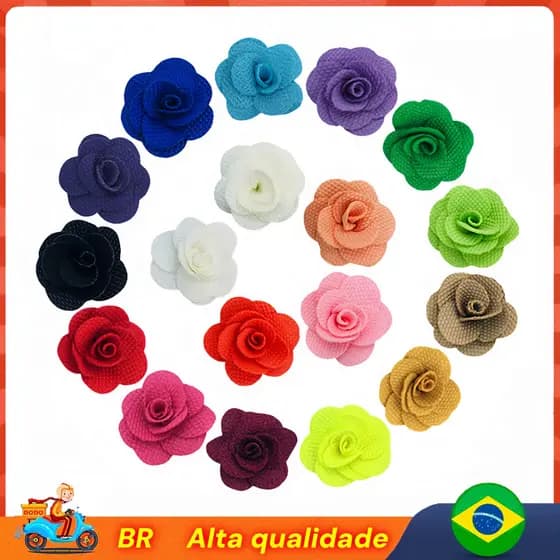 🔥[BR  Local] Flor Tecido Poliéster 100 Unidades 3CM  para DIY  Aplique Para Laços Tiaras Roupas e Artesanato-multicolor