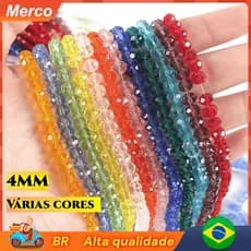 🔥[BR  Local] Kit 10 Fios  Fio de Cristal Facetado 4mm Contas por Fio Para Pulseiras, Colares,  Artesanato - Várias Cores