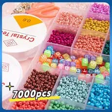 🔥[BR  Local]Kit Micangas Coloridas Infantil 7000 Pecas Montar Pulseiras DIY Brincos Brinquedo Artesanal Criança