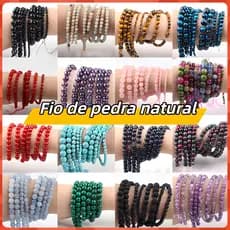 🔥[BR Local]1 Fio De Pedra Natural 8mm 48 a 50 Varias Cores - Masculino e Feminino-Unissex para Proteção e Estilo
