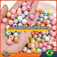 Pacote 500g Bola de Resina Perolizada Sortida Multicolorida 6/8/10mm - Kit Cores Pastel Brilhantes para Artesanato