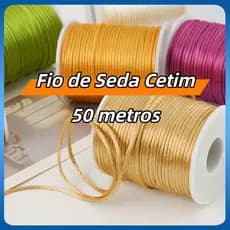 🔥[BR  Local]Fio de Seda Cetim 1mm 50/100m Multicolorido - Cordão Rabo de Rato para Bijuterias e Artesanato - Presentes