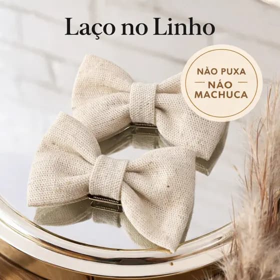 Parzinho de Linho  - Laços de cabelo - Parzinho de laços - Laço de Linho - Laço Minimalista Clássico