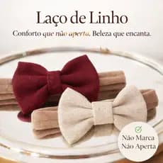 Faixinha Bebê - Laço Bebê - Laço de Linho - Faixinha Linho - Kit Faixinha Bebê