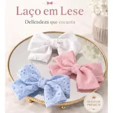 Laço em Lese - Laço  - Laço Branco/Rosa/Azul