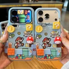 Capa de tpu macia resistente a choques com tudo incluído Cute Mario Cartoon com suporte, adequada para Apple 17/16promax