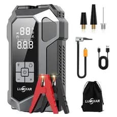 4 em 1 Auxiliar de Partida e Compressor Portátil 26800mAh 150PSI, Carregador de Bateria de Carro, Lanterna LED SOS