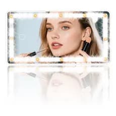 Espelho Maquiagem Carro LED - Sun Visor Universal,3 Luzes Ajustáveis, Recarregável USB
