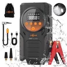 Auxiliar Partida Veicular Arrancador De Carro E Compressor Portátil 150PSI Power Bank 26.800mAh