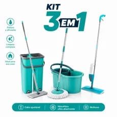 Mop Giratório Spray Flat Spin Cabo Inox 8L e 12L