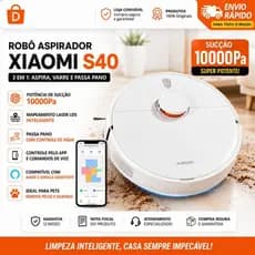 Robô Aspirador Xiaomi S40 3 em 1 10000Pa | Mapeamento Laser LDS | Passa Pano | Controle App Alexa | Super Potente