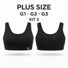 Kit 2 Top Fitness Plus Size G1 G2 G3 Sem Bojo Academia Sustentação Alta Top Academia Feminino camiseta