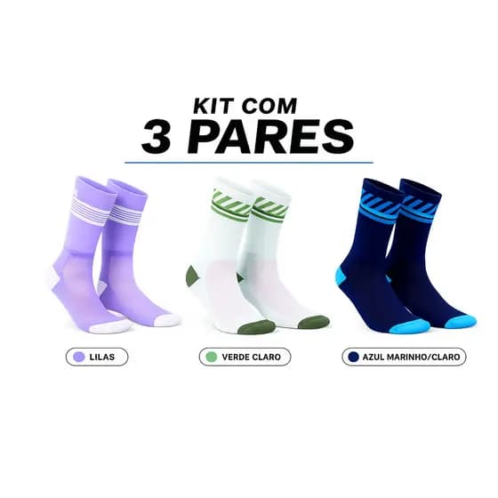 Kit Meia Cano Alto Woom Feminino