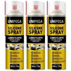 Kit 3 Silicone Spray Lubrificante 300ml Brilho Couro Esteira Multiuso Cadeado Fechadura Portão