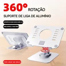 Suporte de Alumínio Universal para Tablet Base Giratória 360º Ajustável para iPad e Todos os Tablets