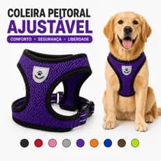 Guia Peitoral Malha de Náilon Flexível Reflexiva Respirável Fivela de Metal Ajustável para Cachorro Gato