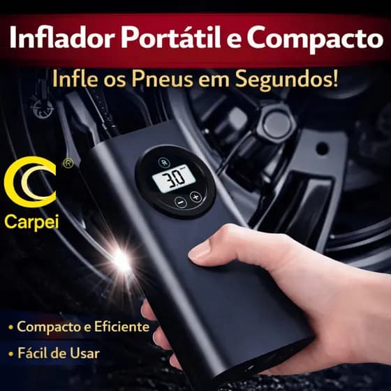 Compressor Detector de Ar Portatil Recarregavél Com Fio Sem Fio Digital USB Calibrador Pneu de Carro Automóvel