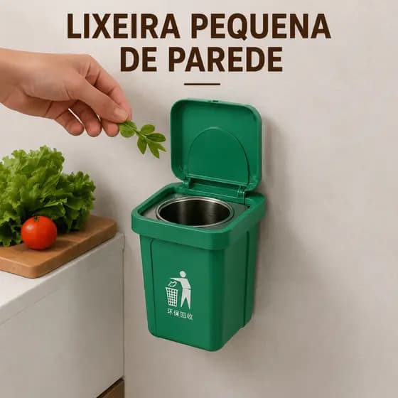 Mini Lixeira de Parede Compacta com Adesivo Sem Furo Mini Lixeira Multiuso para Banheiro, Cozinha e Escritório