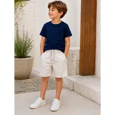 Kit 2 Shorts Linho Infantil Premium com Elástico | Conforto e Estilo | Tam 06 ao 16
