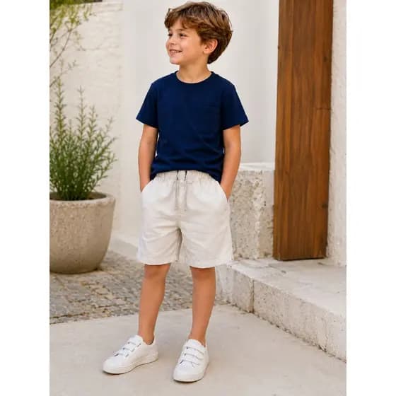 Short Infantil de Linho Premium com Elástico | Confortável e Estiloso | Tam 06 ao 16