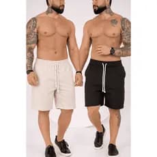 Kit 2 Shorts Masculino Mauricinho Fio Tinto Linho Casual Bermuda Moda Praia