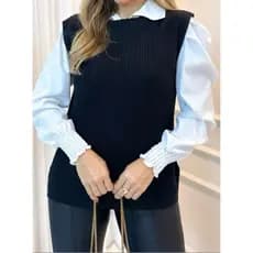 Colete Tricot Luxo Premium | Tamanho Único (Veste até 42)