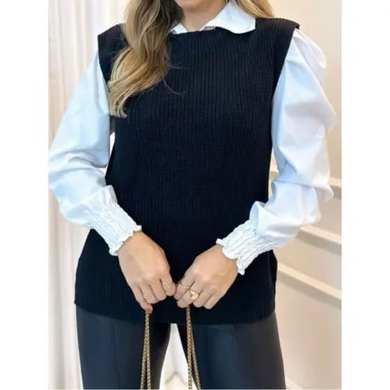 Colete Tricot Premium Feminino – Tamanho Único | Elegante, Confortável e Versátil