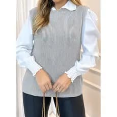 Colete Feminino Fang em Tricot Modal Premium Estilo Pinterest Tamanho Único