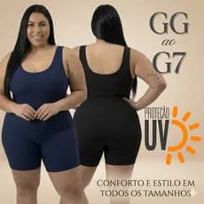 Maiô Plus Size Feminino Macaquinho de Natação e Hidroginástica Curto em Suplex + Touca – do GG ao G7