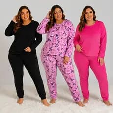 Pijama Feminino  Plus Size Adulto Inverno Soft Peluciado