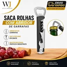 Saca Rolhas Borgonha com Abridor de Garrafa 2 em 1 Aço Inox 12cm ~ Vinho Garçom Bar Cozinha