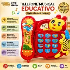 Telefone Musical Infantil Abelha Educativo Sons Luzes ~ Brinquedo Interativo Aprendizado Divertido