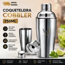 Coqueteleira Cobbler 750ml Inox Profissional para Drinks Bartender Bar Caipirinha Coquetel